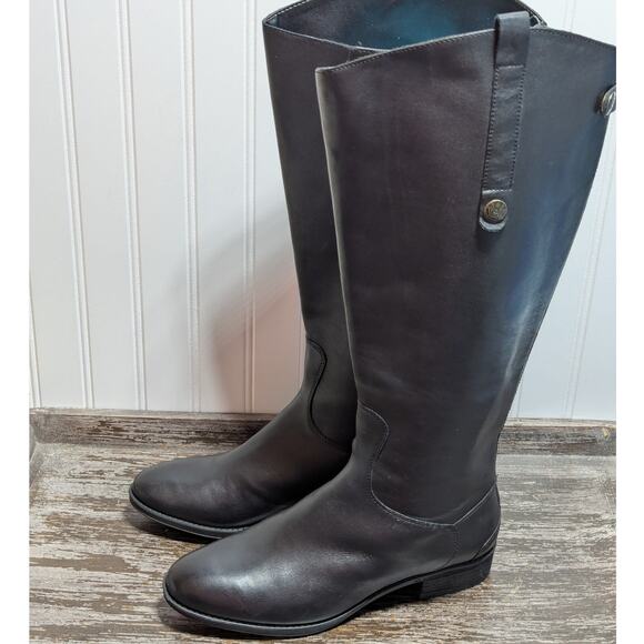Sam Edelman Women's Black Leather Penny Knee High Tall Riding Boots Size 8.5M WC - Picture 3 of 8